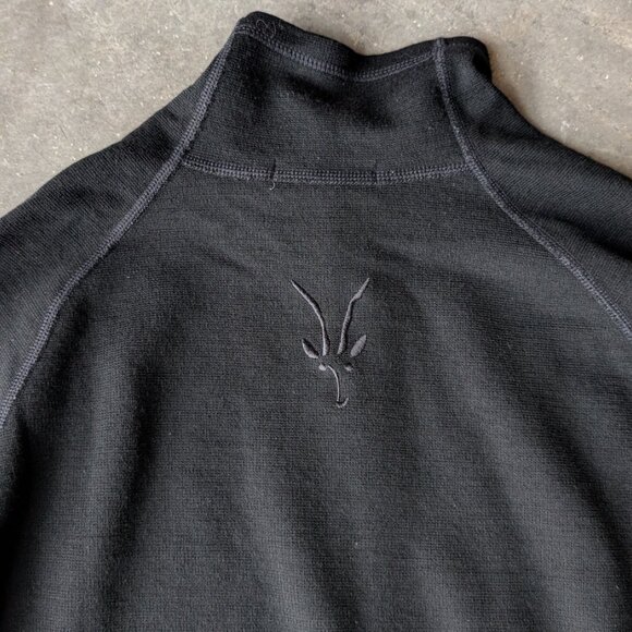 Ibex Black Merino Wool Knit 1/4 Zip Sweater large - Picture 6 of 7